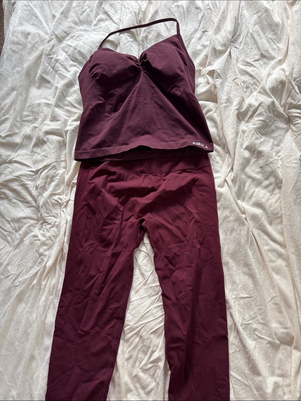 Women's Wine Burgundy Tank & Legging Set